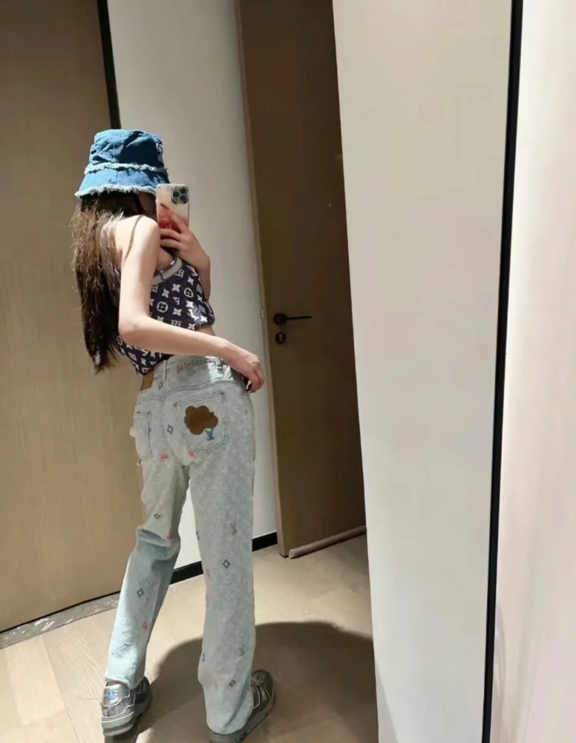 Louis Vuitton/Louis Vuitton Tyler joint style old flower jacquard embroidered jeans